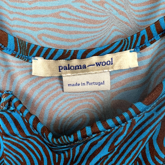 Paloma Wool Luz Slinky Midi Dress Size Large Zebra Print Mosaic Blue 90s Y2K - Picture 4 of 16